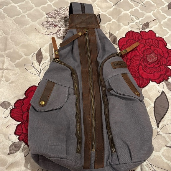 Sched Wit Handbags - Canvas Sling Backpack Crossbody Pack for Women Men Shoulder Rucksack Daypack